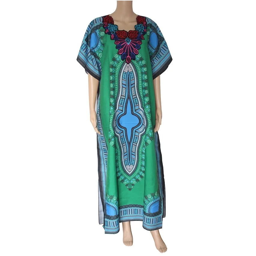 Dashikiage модная женская традиционная африканская печать пляжное желтое синее Дашики Бохо Макси длинное платье - Цвет: green