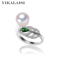 yikalaisi jewelry new fashion 100 natural freshwater pearl ring 8 9mm pearl zircon 925 sterling silver for women gift