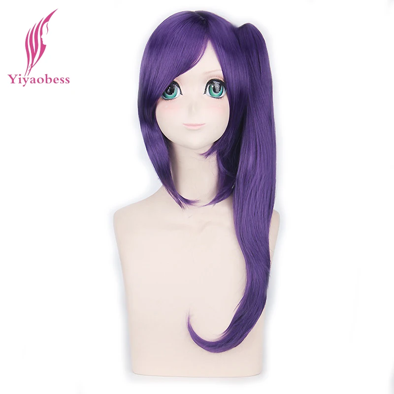 

Yiyaobess Synthetic 24inch Gintama Terakado Tsu Long Wavy Cosplay Wig With Bangs Purple Women Wigs With One Ponytail