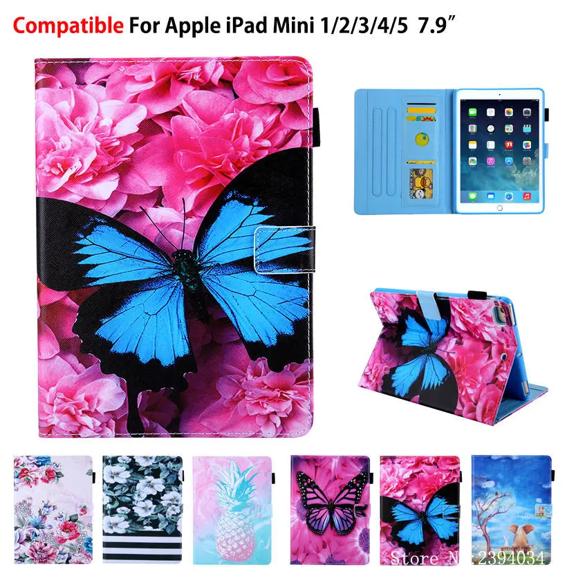 Чехол с принтом бабочки для iPad Mini 5 Mini5 7 9 &quot2019 4 3 2 1 умный чехол из искусственной