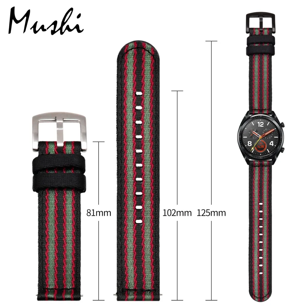 Ремешок для часов Mushi James Bond 007 браслет с серебристой пряжкой брезентовый