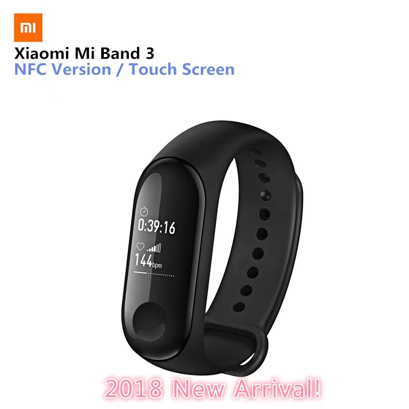 Смарт браслет Xiaomi Mi Band 3 версия NFC OLED сенсорный экран 0 78 дюйма пульсометр Bluetooth 4 2