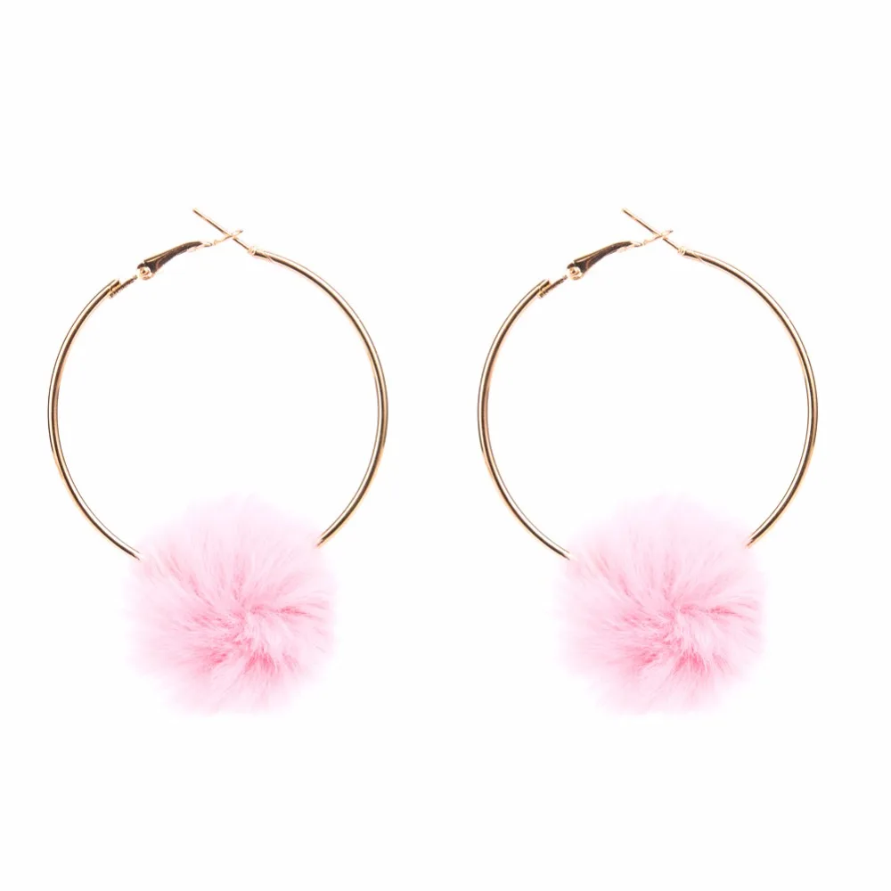 Женские серьги кольца с круглым помпоном 7 цветов|designer hoop earrings|fashion earringshoop earrings |