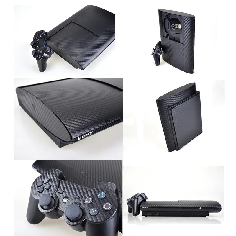 Виниловые наклейки из углеродного волокна для Sony PS3 Super Slim 4000 консоль и 2
