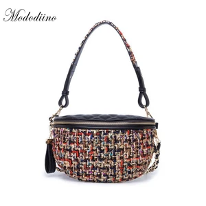 Mododiino цветная женская сумка из волокна, модные дизайнерские сумки на плечо, простая сумка из искусственной кожи, винтажная сумка с цепочками, DNV0507