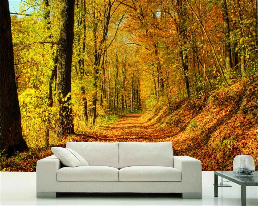 Обои Beibehang на заказ горная дорога ранний осенний лес 3d фон для телевизора