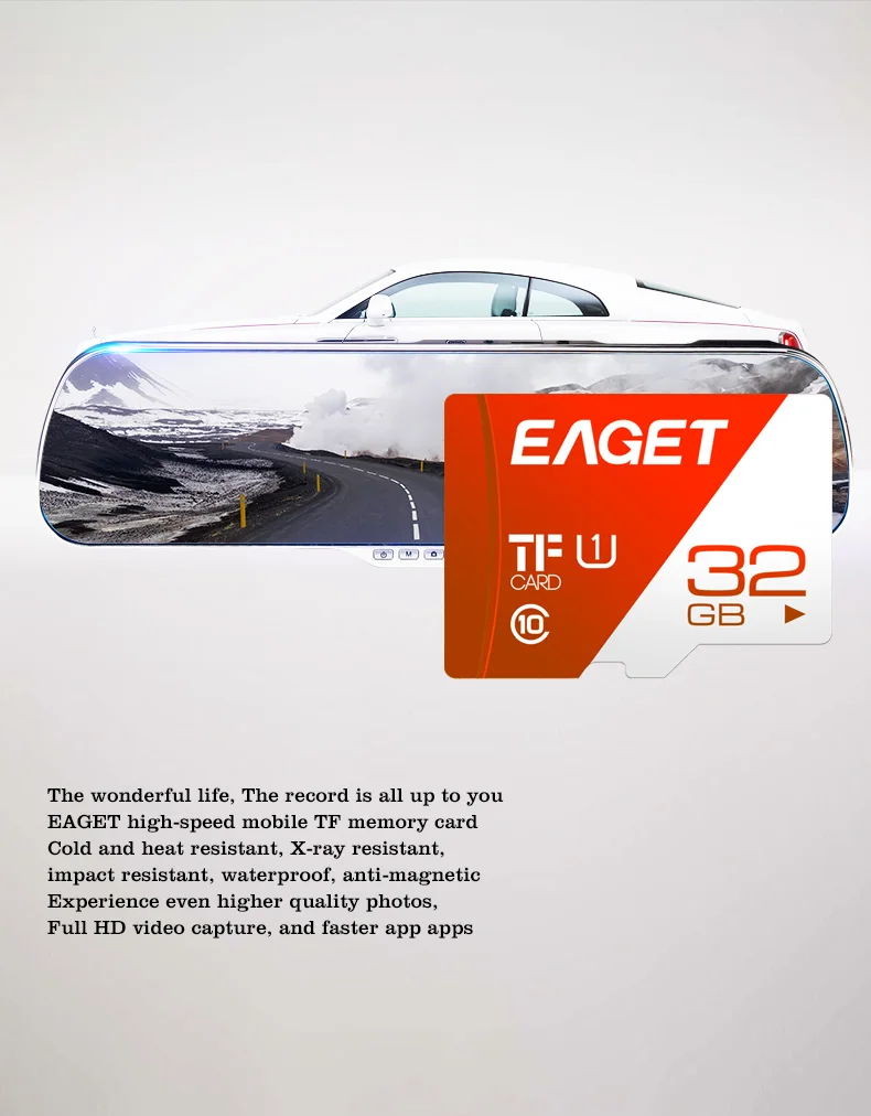 EAGET T1 Micro SD карта 16 Гб/32 ГБ/64 Гб/128 ГБ/256 ГБ класс 10 TF карта памяти Высокоскоростная флеш-карта для телефонов и планшетов