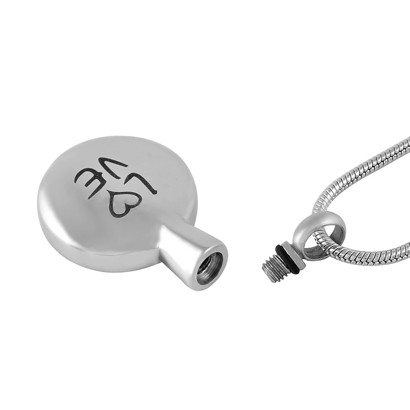 

ILJ9791 Custom Engraving Stainless Steel Cremation Pendant Loss of Lover Memorial Urn Necklace Hold Human/ Pet Ashes Keepsake