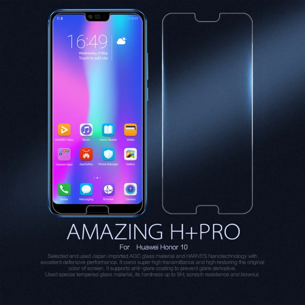 

Взрывобезопасное закаленное стекло для Huawei Honor 10 NILLKIN Amazing H + Pro, защита экрана с закругленными краями для huawei honor 10 honor 8