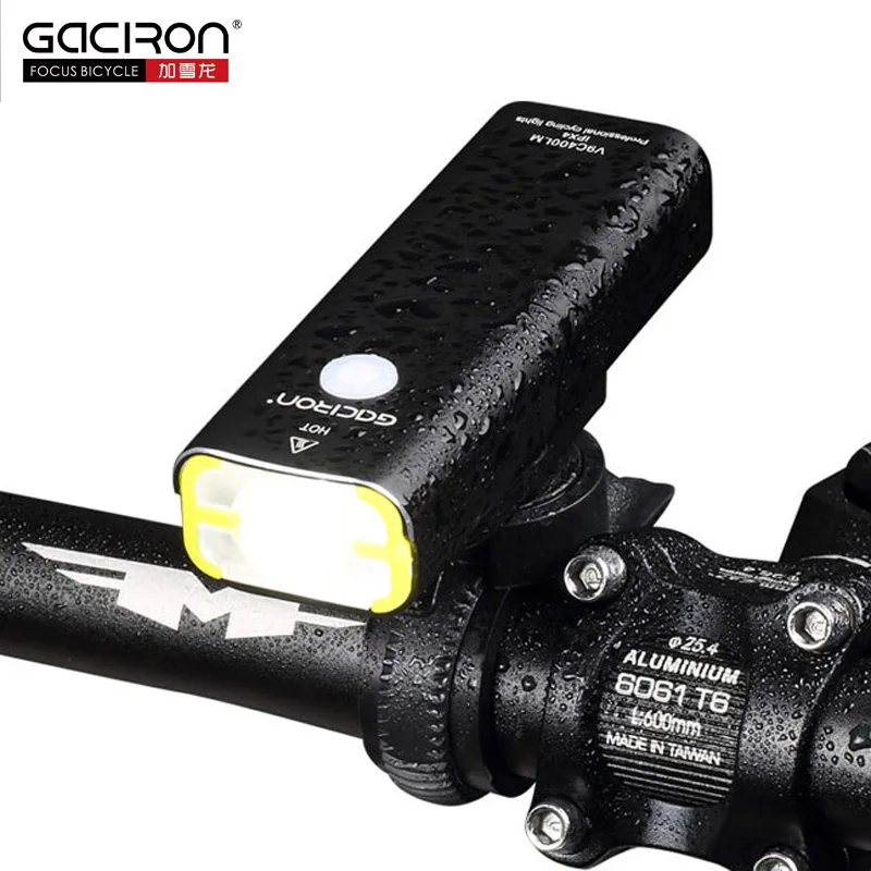 Gaciron 400Lm USB Перезаряжаемый велосипедный передний светильник 18650 батарея светодиодный MTB руль вспышка светильник велосипедный дорожный велосипед головной светильник фонарь