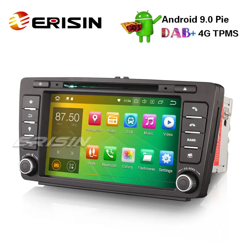 Erisin ES4826S 8 &quotAndroid 9 0 Авторадио GPS DAB + CD TNT RDS USB Bluetooth для Skoda Octavia Yeti Superb|Автомагнитолы|