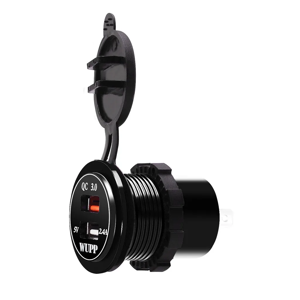 QC 3.0 Dual USB Charger Socket Voltmeter Quick Charge 3.0 Wire Waterproof for Car Motorcycle Mobile Phone Charger Fast QC#Y8