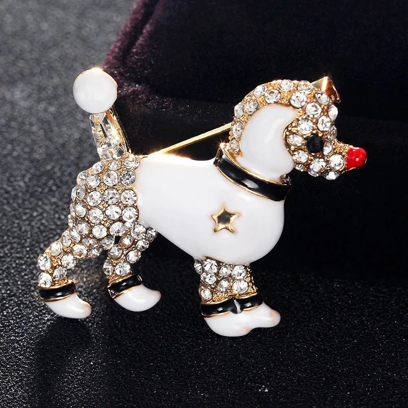 2018 новый год белая эмаль собака животное броши для мужчин ювелирные изделия
