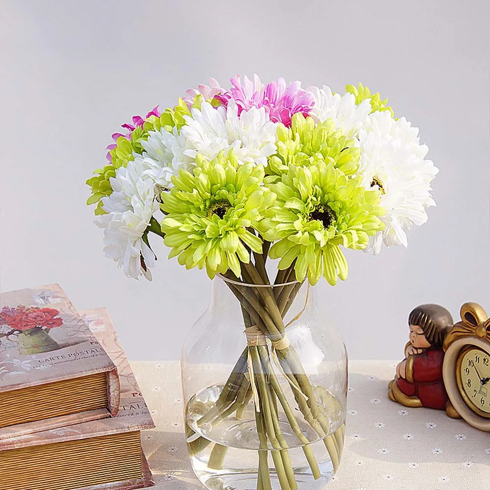 

6PCS/Bundle Artificial Flowers Cheap for Christmas Home Wedding Decor Accessories Diy Gift Fake Plastic Plants Silk Gerbera