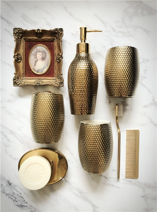 Домашний декор наборы для ванной комнаты позолоченная Роскошная декоративная
