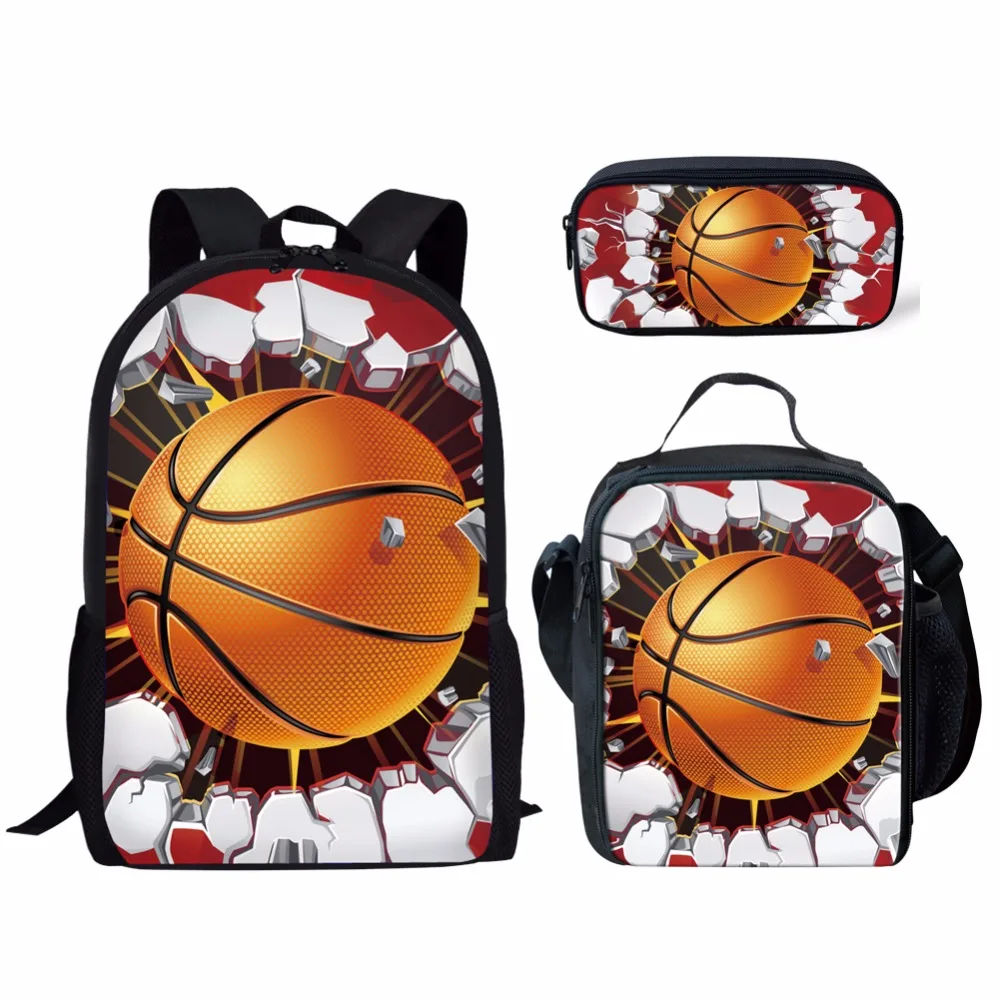 Jackherelook 3D Fire Ice Foot Ball футбол напечатанные школьные рюкзаки большой комплект из 3 предметов для мальчиков школьные сумки ранцы