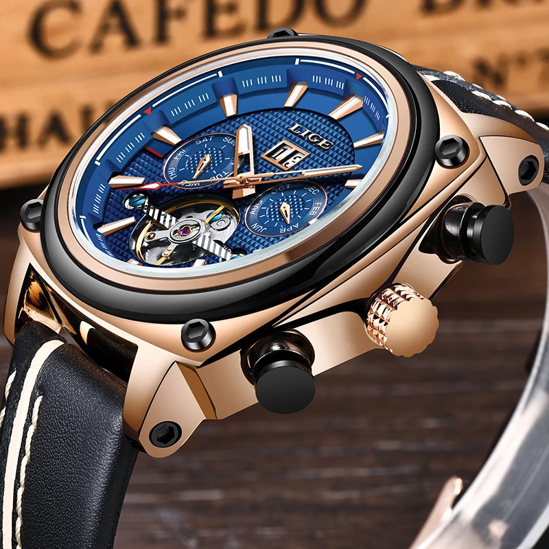Reloj Hombre 2019 LIGE мужские часы Tourbillon модные роскошные спортивные механические