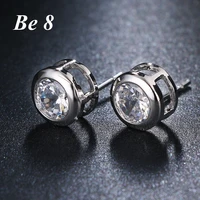 be8 brand round shape simple small stud earrings exquisite brincos cz for women fashion girls cute gifts factory price e 243