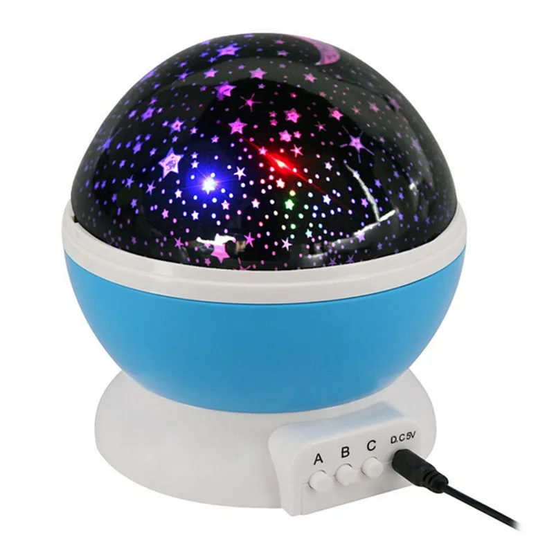 Novelty 360 Rotating Round Night Light Projector Lamp Star Moon Sky Romantic Home Decoration | Лампы и освещение