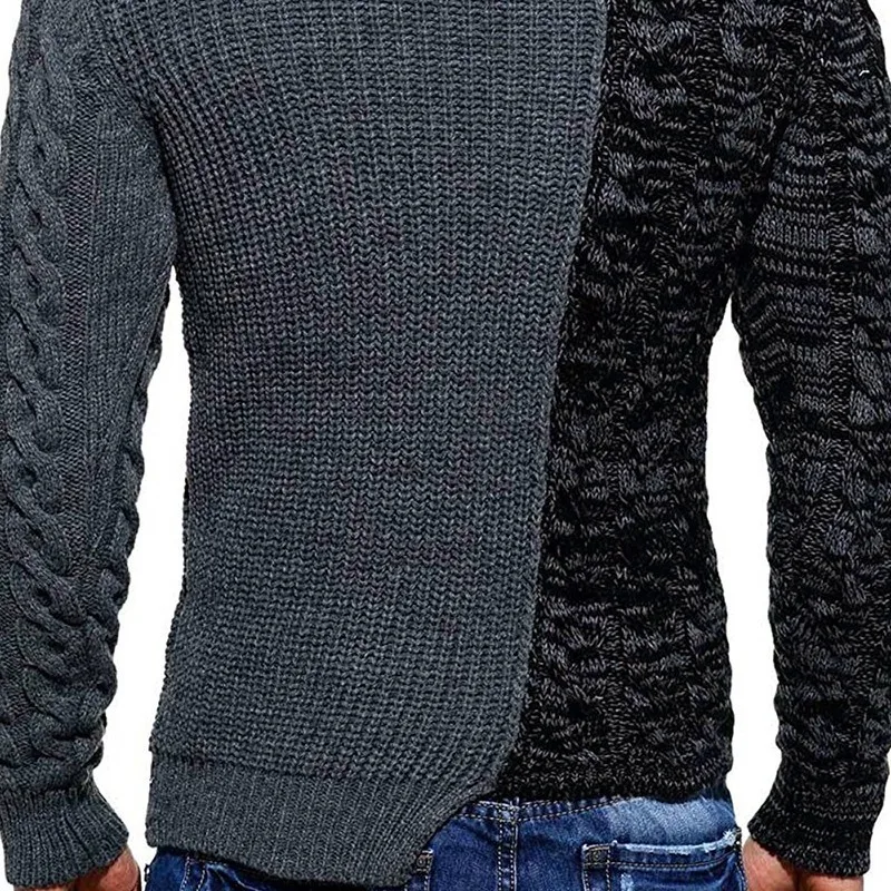 2021 Autumn New Men's Slim Fit Sweaters Pullover Male High Street Knitted Sweater Tops Patchwork O-Neck Knitwear Pullovers | Мужская