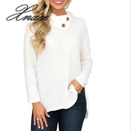 Однотонный свитер с высоким воротником женские осенние повседневные топы