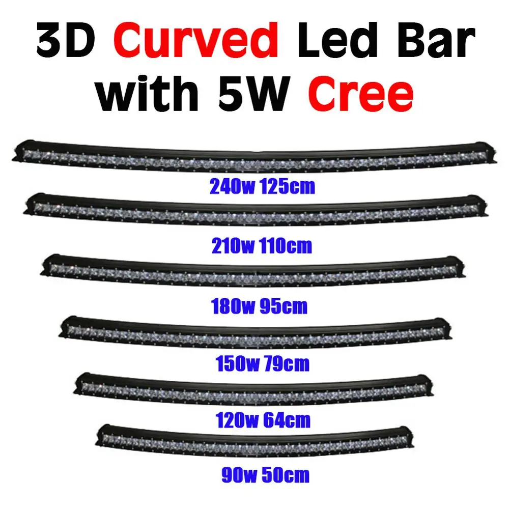 Сверхтонкий Однорядный изогнутый 3d-светильник 150 Вт на дальние расстояния для