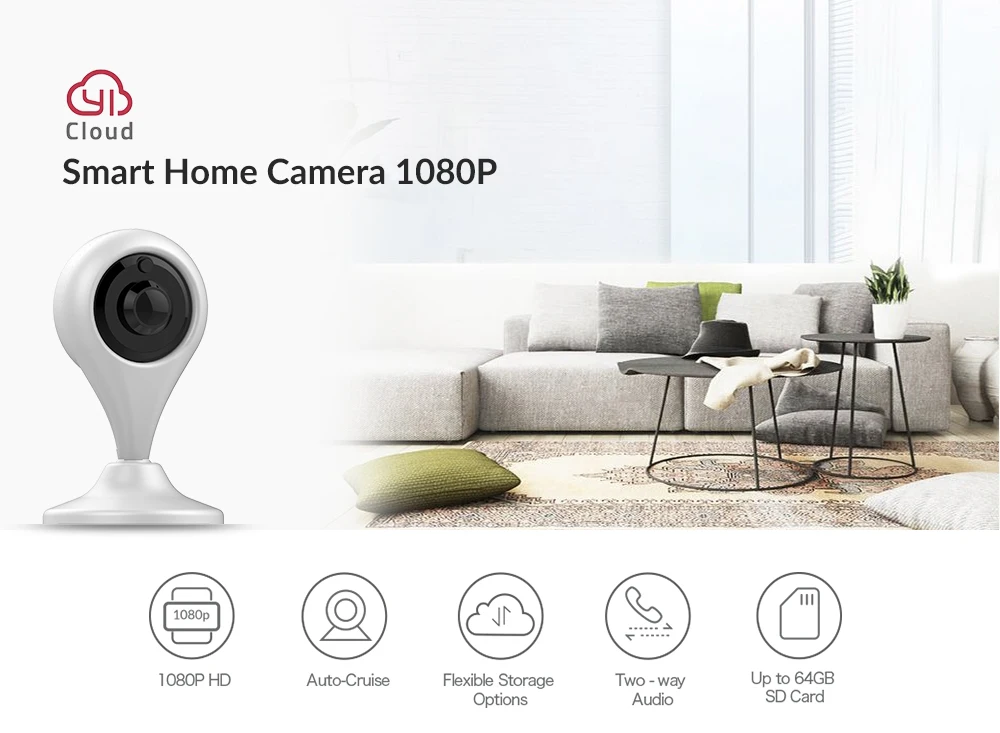 Домашняя умная домашняя камера 1080P с питанием от YI wifi, камера для безопасности, с датчиком движения, с функцией ночного видения, двухстороннее аудио, YI много, приложение Cloud EU