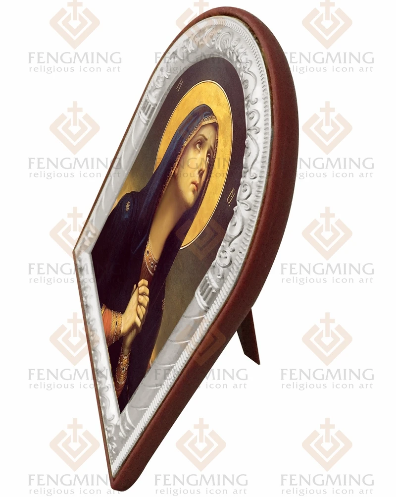 

High quality Metal Silver gold frame true religious catholic Virgin Mary Tearing up Christian gifts artwork wholesale pendant