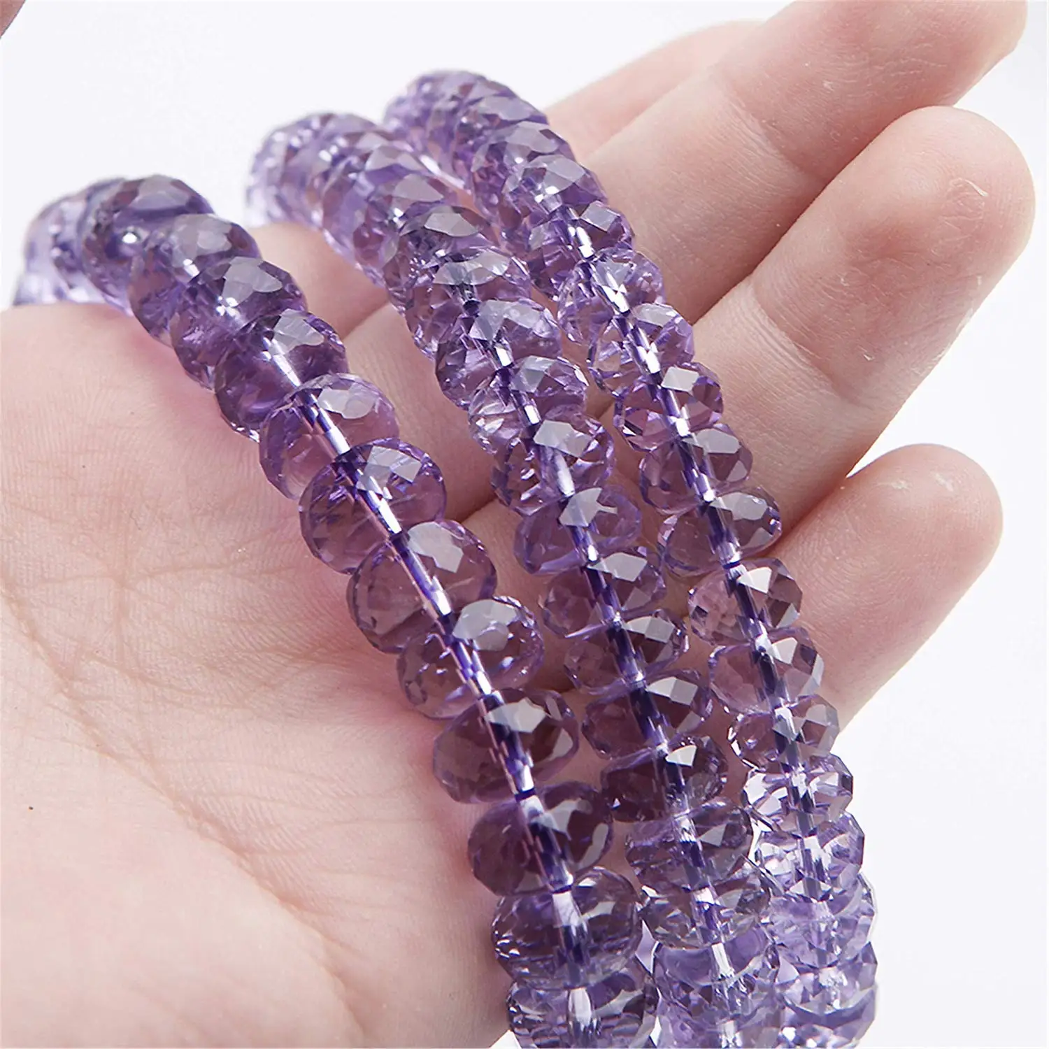 8 мм натуральный Фиолетовый аметист браслет для женщин Кристалл кварц стрейч Abacus