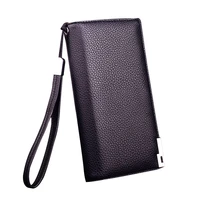 2019 genuine leather men wallets quality bifold long purse vintage litchi clutch wallet men designer money bag card holder