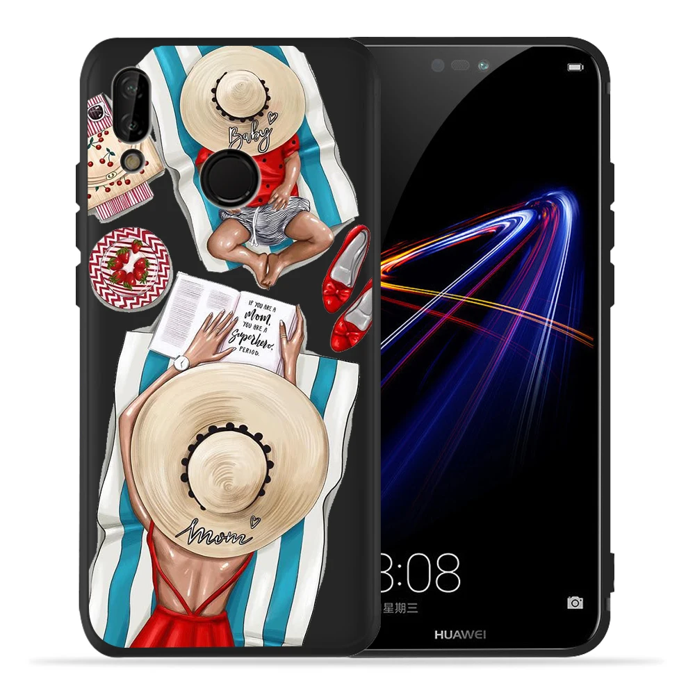 Чехол для huawei P30 Pro для huawei p20 lite mate 20 Honor 8 10 PSmart с коричневыми волосами Mama Baby mouse Super Mom Girl Etui, чехол