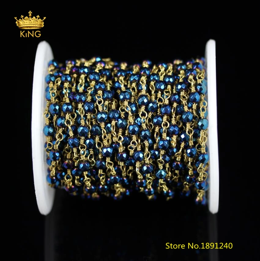 4 мм 5 метров продажа темно-синие железные пиритовые ограненные круглые цепочки