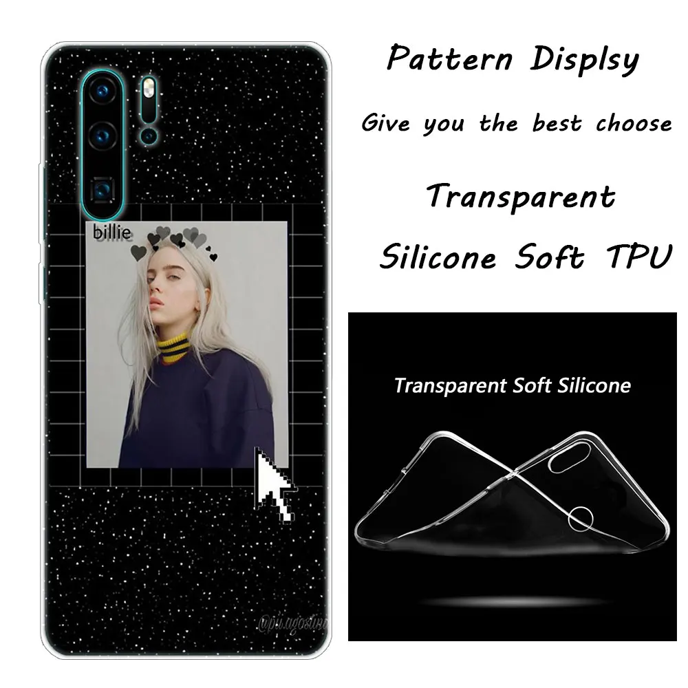 Прозрачный Billie Eilish Мягкий силиконовый чехол для телефона huawei P30 P20 Pro P10 P9 P8 Lite P Smart Z Plus NOVA 3 3i Модный чехол - Цвет: Прозрачный