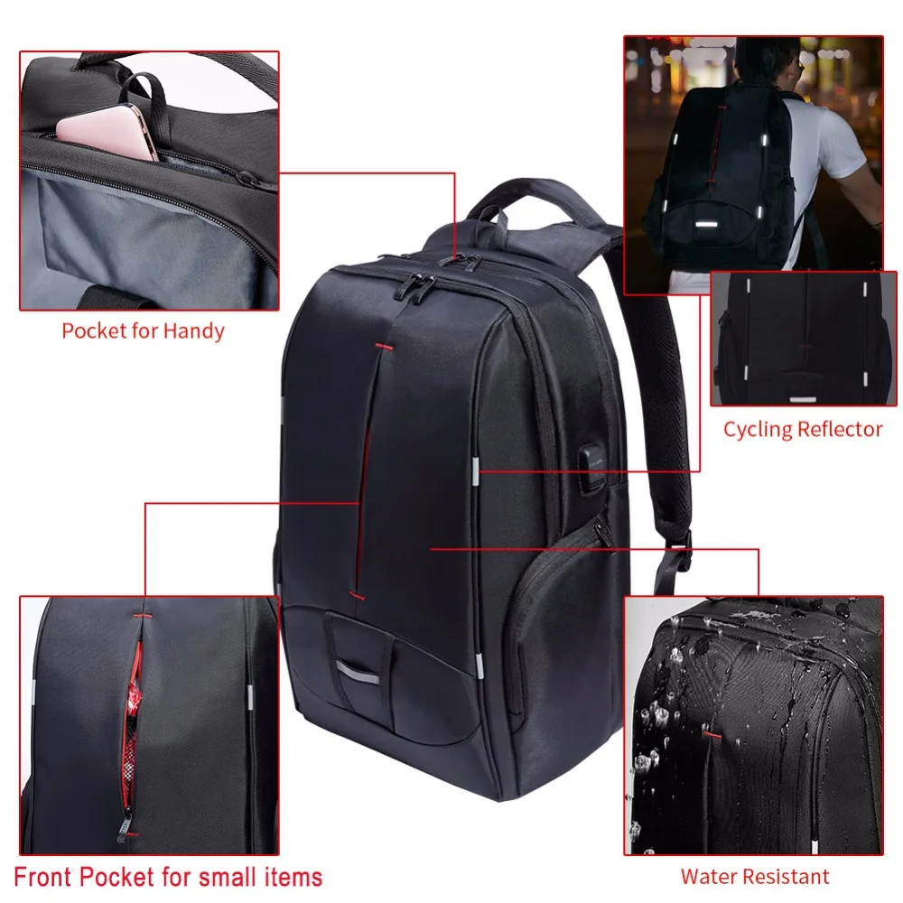 Kalidi Водонепроницаемый рюкзак для ноутбука зарядка через USB Повседневное Daypacks 15 дюймов до 17.3 дюймов Рюкзак Для мужчин школьный рюкзак для подростков рюкзак мужской рюкзак детский