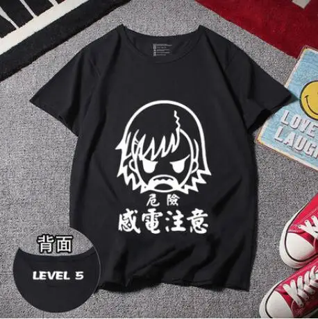 Футболка из хлопка для косплея аниме Toaru Kagaku no футболка рэйлган модная тенниска