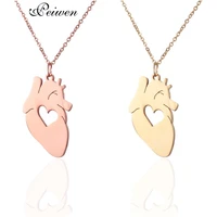 fashion heart pendant necklace stainless steel gold silver color nurse doctor anatomy physica medical collar charm chain jewelry