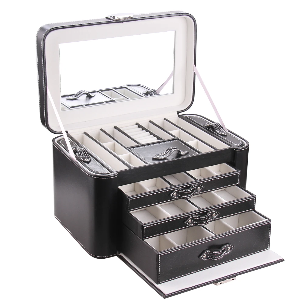 ROWLING большая шкатулка для ювелирных изделий Черная Шкатулка часов из