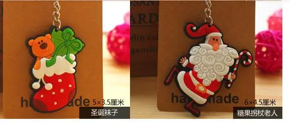 100pcs/lot Christmas tree decorations Keychains Santa Claus Keyfob mini cute deer key ring 5cm | Украшения и аксессуары