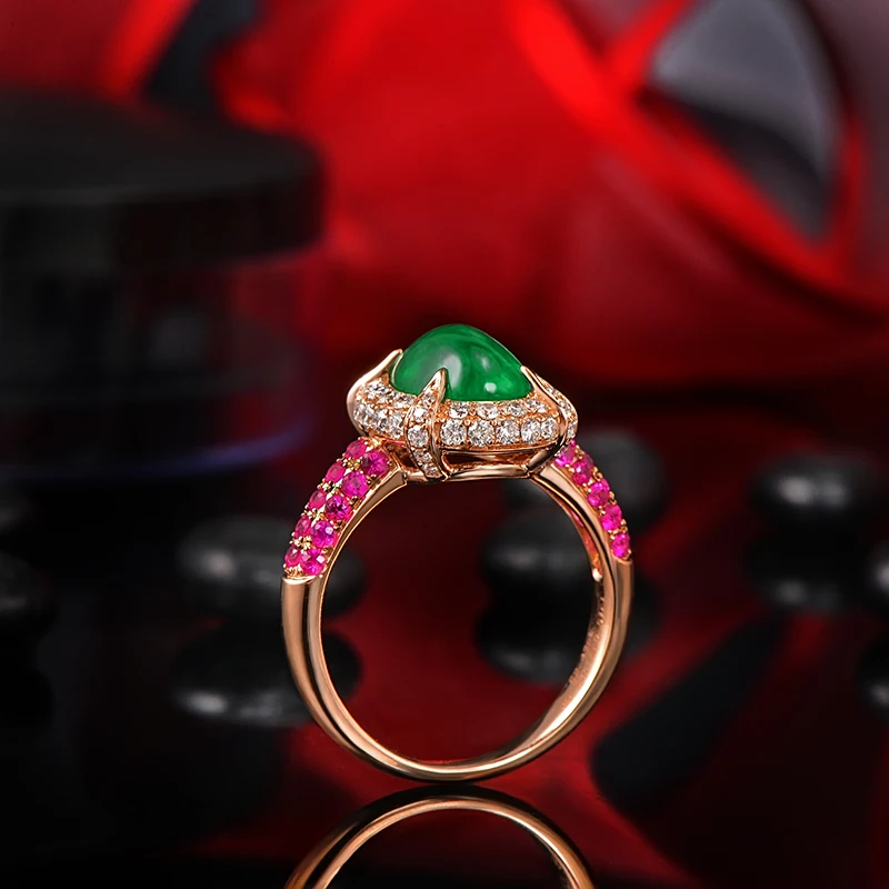 14 к розовое золото 2.15ct натуральный изумруд 1.12ctw бриллианты и розовые сапфиры обручальное кольцо
