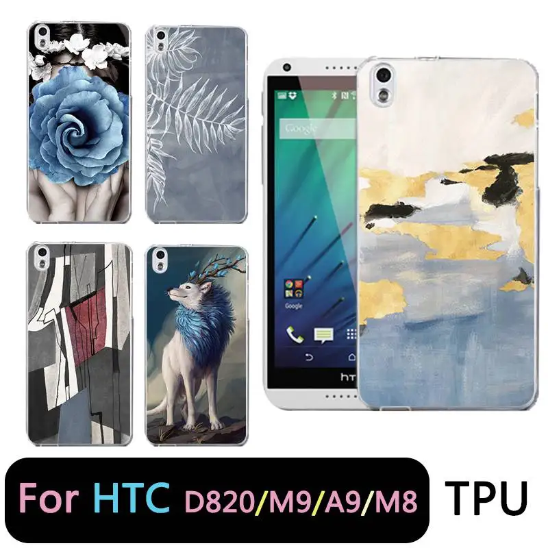 Qmswei ТПУ прозрачный чехол для телефона htc M8 мягкие Флора лист волк алмазов картина