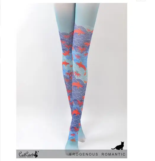 2020 New Arrival! Fashion Spray Squid Vintage Printing Pantyhose