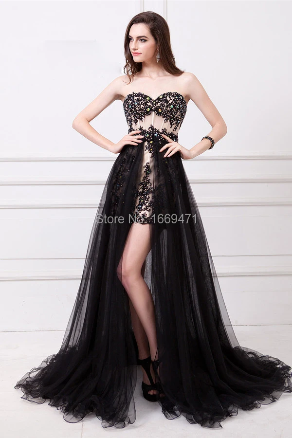 Short Prom Dresses Real New 2015 Beaded Floor Length Gown Heart Neck Two Pieces With Detachable Skirt (sf-l71)_ | Свадьбы и