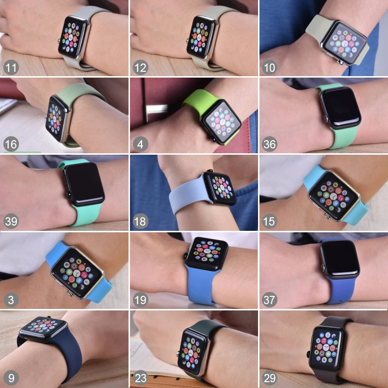 Apple Watch цветной мягкий силиконовый спортивный ремень серия 4 3 2 1 38 42 мм iWatch 40