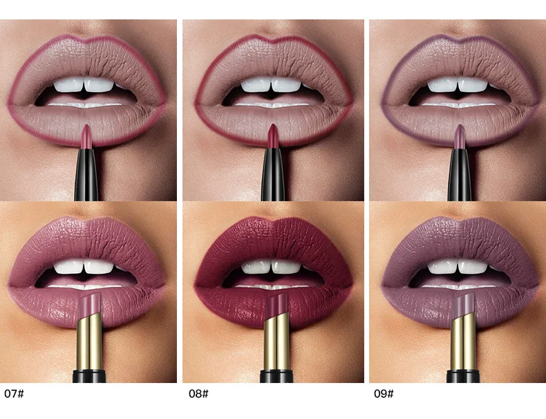Pudaier 16 Colors Double-Head Matte Lipstick Lipliner Mat Lips Liner Pen Sexy Nude Red Lip Pencil Long Lasting Makeup Cosmetic |