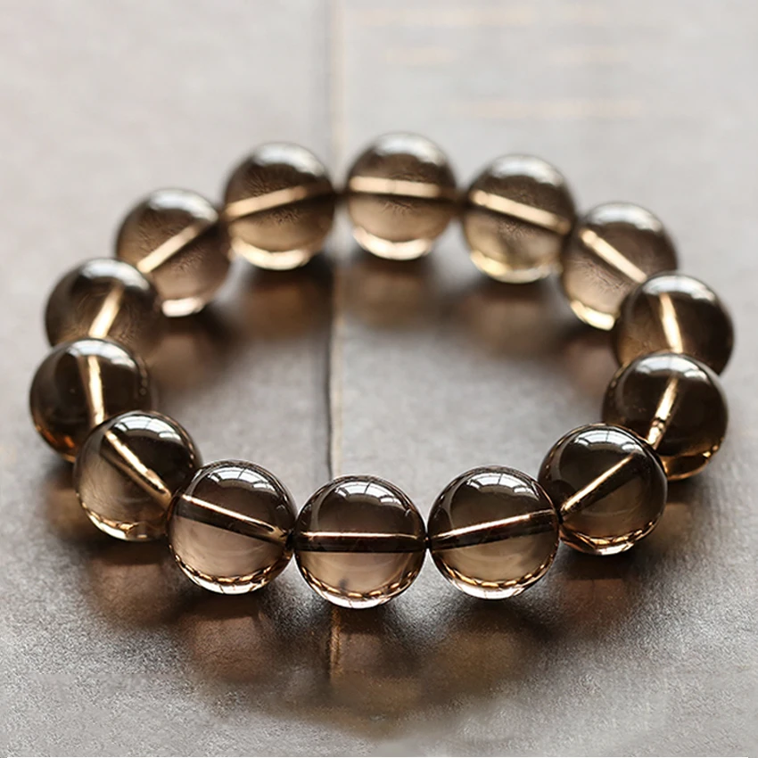 100% натуральный дымчатый кварцевый браслет для женщин 6 14 мм|bracelet femme|bracelet malebracelet