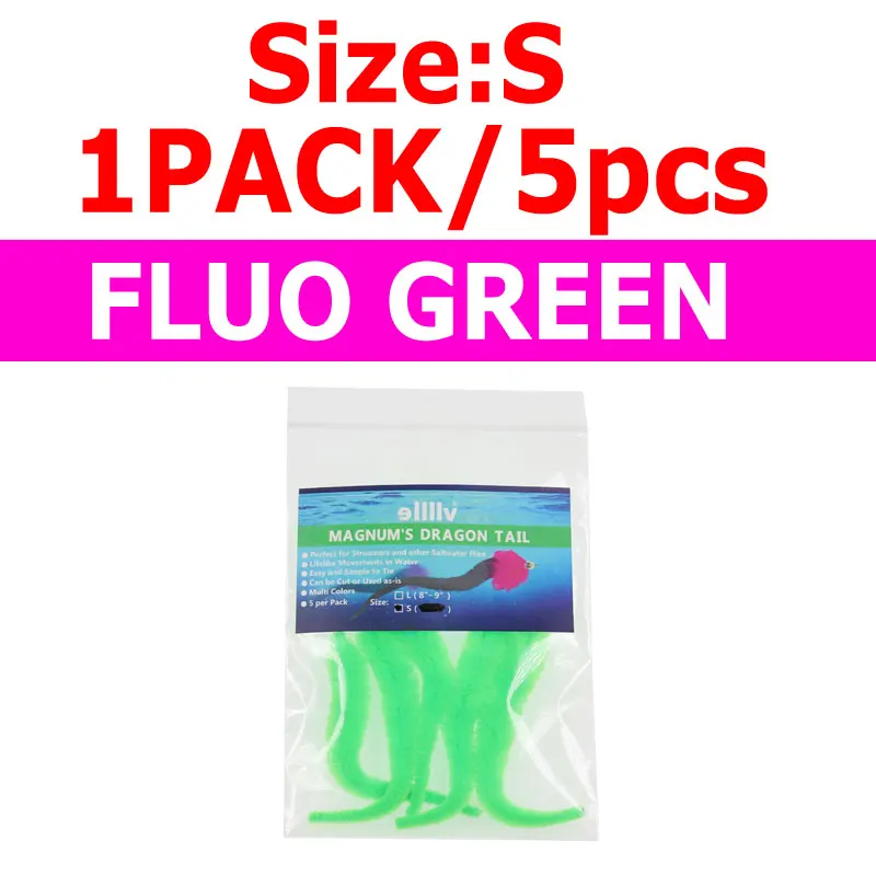 5pcs FL Green Bimoo 5 шт./упак. маленькая версия mangum в их первоначальном Дракон Хвост стример для Щука мускусный летать соленой воды мушки рыболовные приманки(9 см - Цвет: 5pcs FL Green