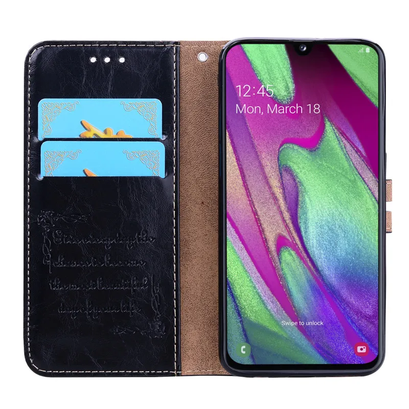 Роскошный кожаный флип-чехол для samsung Galaxy A40, чехол, мягкий силиконовый кошелек, подставка, флип-чехол для телефона, чехол для samsung A40, чехол