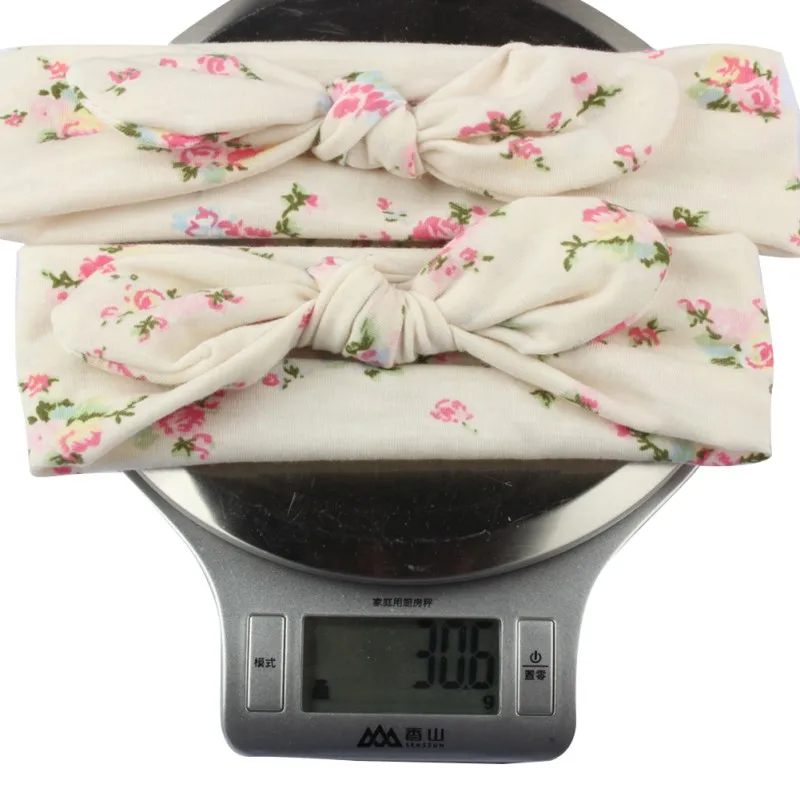 

Baby Girl Elastic Bow Knotted Turban Floral Print Hair 2Pcs Band Headband New Headwear Solid Bowknot Headband