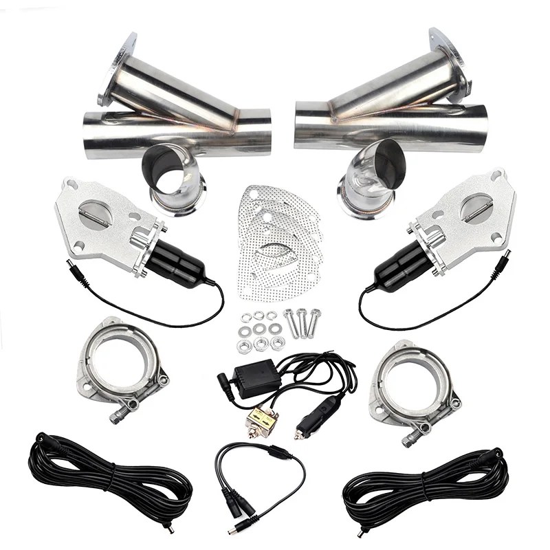 

2.0"2.25"2.5"3.0" Exhaust Cutout Stainless Steel Y Headers Catback Pair With Manual Switch Cut Out Pipe Kit