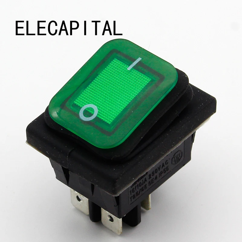 1 шт., зеленая фотолампа, тумблер, переключатель IP55, 4 контакта, 2 положения, в переменного тока/16 А, светодиодная подсветка, низкая цена